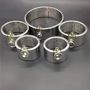 HCUDFN 5 cm high bondage 5 pieces/set metal collar hand ankle cuffs SM stainless steel restraints collar leg rions handcuffs sex toys for women couples(Male)