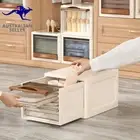 Stackable Home Storage Box Drawer Wardrobe Organiser Front Top Opening - Brown/X
