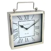 Shiny Silver Square Ball Handle Doyle & Co Mantel Clock Table Display Home Decor