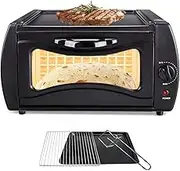 Electric Pizza Oven, 15 L Countertop Pizza Maker with Disk and Clamp, 122°F-752°F Temperature Control, Mini Pizza Oven for Chapati, Roti, Lahmacun, Manakish, and Naan Bread