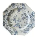 Grace Teaware Blue & White Floral Porcelain Salad Plates 7.5in Set of 4 NEW