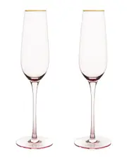 Twine Rose Crystal Champagne Flute Set