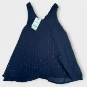 Next Women's Navy Sleeveless Top Size 10 Embellished Sparkle Detail New