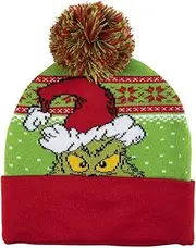 [Bioworld] Dr. Seuss The Grinch Who Stole Christmas Hat Peeking Character Pom Beanie Cap Licensed New