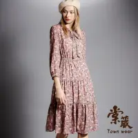 在飛比找momo購物網優惠-【TOWN’WEAR 棠葳】優雅滿版花卉飄逸雪紡洋裝(洋裝/