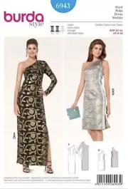 Burda 6943 Sewing Pattern Misses' Close-Fitting Evening Formal Dress Size 6-18