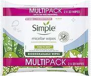 Simple Kind To Skin Biodegradable Wipes, Micellar Face Wipes, 40 Pack