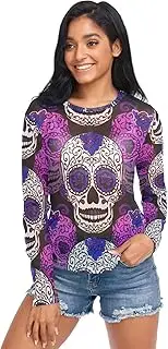 [RPLIFE] Sugar Skulls Womens Mesh Shirt, Sheer Mesh Top S-XXL