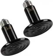 100W Ceramic Heat Emitter 2 Pack Reptile Heat Lamp No Light Emitting Heat Bulbs