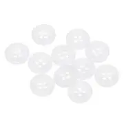 10pcs Resin Sewing Buttons 1/2" Round Flat 4-Hole Craft Buttons, White