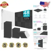 Black Self-Adhesive Acoustic Foam Panels, 48 Pack for Ultimate Sound Absorption