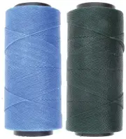 2 Knot It Waxed Polyester Cord 1mm Diameter 144M Spools (Azure Blue, Dark Green)