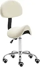 Hydraulic Saddle Stool Swivel Rolling Chair with Back Support & Wheels Ergonomic Adjustable Gas Lift Chair for Hair Salon Lab Kitchen Home Office