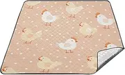 Orange Cartoon Cute Chicken Waterproof Picnic Blankets for Outdoors XXL Picnic Park Blankets Waterproof Foldable for Ground Concert Blanket tapete de Picnic
