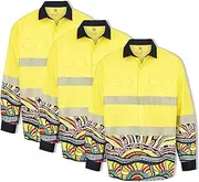 3-Pack High Visibility(Hi-Vis) Yellow Safety Shirts for Men & Women – Long Sleeve Workwear with Pockets,Breathabel,Durable, for Construction & Outdoor Use