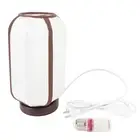 Bedside Table Lamp 3-color Button Console Lamp Wooden Base White Lampshade