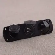 Dual USB Car Cigarette Lighter Socket LED Voltmeter Charger Outlet 12V New