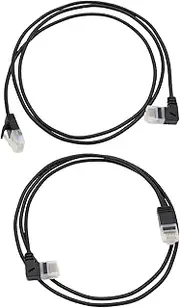 eMagTech 2Pcs CAT6 RJ45 Dual 90 Degree Angled 1.0M Ethernet Network Extension Cable for Laptop Router TV Box 1x Left Angled / 1x Right Angled