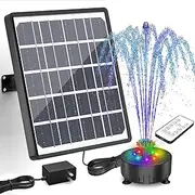 Colourful LED Solar Fountain for Outdoors, 8 W Solar Water Pump with Battery and Charge, DIY Solar Fountain with Remote Control and Fixed Stakes, with 21 Effects, for Garden, Ponds, Water