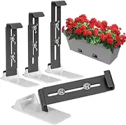 Window Flower Box Hangers - Railing Planter Bracket for Balcony - Adjustable Plant Container Windowsills Mount Support Rack for Patio Gardens Fences Balconies Deck Railing