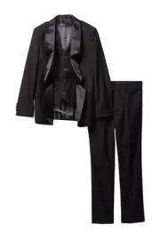 Isaac Mizrahi Boy's 3-Piece (Jacket Vest Trousers) Satin Shawl Collar Formal Tux