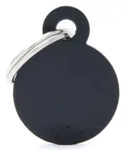 My Family Basic Circle Pet Tag Collar Accessory Black - 2 Sizes