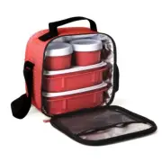 Insulated Lunch Bag with Containers for men, Women, Kids, Red Polka-Superio