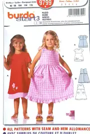 Burda Child' Dress,Applique Pattern 9799 Size 2-6 UNCUT