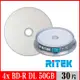 RITEK錸德 4x BD-R DL 50GB 藍光片 珍珠白滿版可列印/30片布丁桶裝