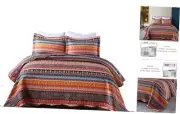 3 Piece Bohemian Quilt Bedspread Set () King Orange