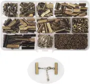 100 Sets Assorted Size Bronze Ends for Ribbon Bracelet Bookmark Making Crimps Ki