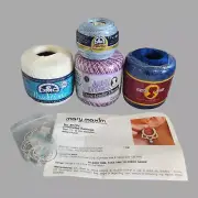 NEW Mary Maxim 6 Pairs Crocheted Hoop Earrings Kit w/ Beads & 4 Balls Thread