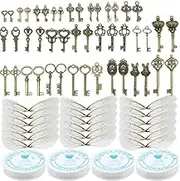 46 PCS Antique Bronze Vintage Skeleton Keys Charms Potter Flying Keys Enchanted Key With 50 Pairs Dragonfly Wings and 105 Yards Fishing Line For Jewelry Making Necklace Crafts