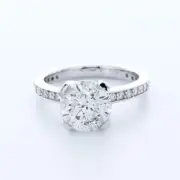 2 1/2ct D SI2 Round Earth Mined Certified Diamonds 18k Gold Classic Accent Ring