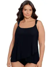 [Miraclesuit Swim] Razzle Dazzle Underwired Plus Size Tankini Top in Black