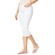 Nevenka Womens Capri Jeans High Waisted Zipper Button Tight Fit Denim Pants-White