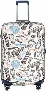 [pvinnk] Barber Supplies Pattern Print Protective Luggage Cover Elastic Washable Suitcase Travel Gear Protector, White, Small