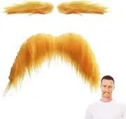 Fake Mustache and Eyebrows | Yellow Eyebrow Beard Set Funny Halloween Faux Beard,Self-Adhesive Mustaches, Novelty Prop for Cosplay, Halloween Costume for Men, Women