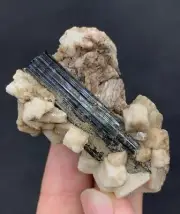 Natural Black Tourmaline with Feldspar Matrix – Raw Crystal Specimen