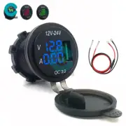 DC 12-24V 5V 3A QC 3.0 Digital Voltmeter Ammeter Monitoring With USB Charger