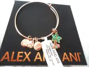 Alex And Ani PALM TREE WITH PRESENTS Shiny Rose Charm Bangle New W/Tag & Box