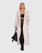[Belle & Bloom] Heart To Heart Wool Blend Large Collar Maxi Coat - Rosewater