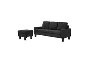 Foret 3 Seater Sofa Modular Corner Lounge Couch Modern Ottoman Fabric Black