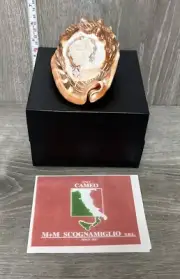 Hand Carved in the Box Italian Conch Shell Cameo Signed M+M Scognamiglio (MM)
