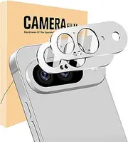 2 Pack for Google Pixel 9 Camera Lens Protector,Premium Metal Tempered Glass Camera Cover,Anti-Scratch High Definition Camera Screen Protector for Pixel 9 (Silver)