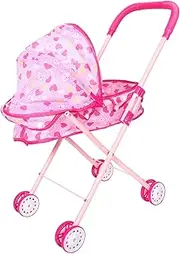 Doll Stroller Foldable Stroller with Handle Lightweight Iron Realistic Simulation for Parent Role Play Design for Imaginative Play