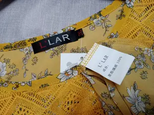 全新【唯美良品】L'LAR 黃花色雪紡拼接針織上衣~ C1127-7568  2XL大尺碼.