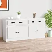 Sideboards 2 pcs, White Engineered Wood Cabinet, Ample Storage for Hallway Furniture Display