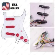 Prewired-Loaded SSS Pickguard Ceramic Pickups For Strat White Pearl&Red