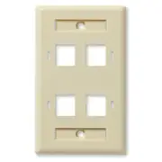 NavePoint Keystone Jack Wall Plate 4-Port, Single Gang, Ivory, 10-Pack